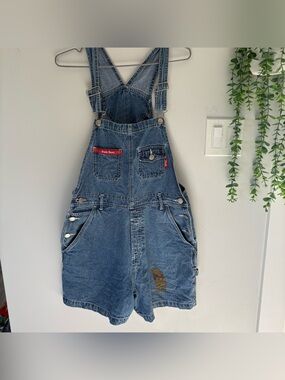 Vintage 90s Disney Pooh Bear Shortalls Denim Overalls Shorts Size M
